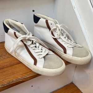 Madewell unisex mens 6.5 women 8 high top white leather brown fashion sneakers